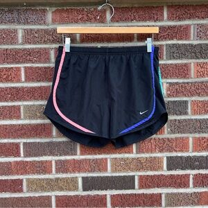 Nike Black and Multicolored Lined Built In Briefs Athletic Shorts